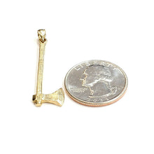Load image into Gallery viewer, New 14k Yellow Gold 3D AXE Pendant charm tool fine jewelry 2.5g
