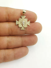 Load image into Gallery viewer, 14k gold two tone saint benedict san benito cross pendant religious jewelry 2.1g
