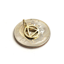 Load image into Gallery viewer, 14k yellow Gold Tiny Alcoholics Anonymous circle triangle AA Symbol Pendant 0.7g
