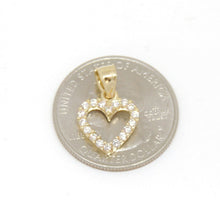 Load image into Gallery viewer, New 14k yellow Gold heart Pendant charm zirconia gift fine jewelry for her 1.2g
