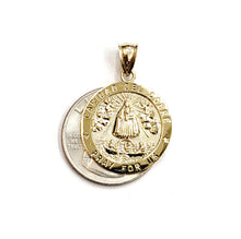 Load image into Gallery viewer, 10k yellow gold round virgin Caridad del Cobre pendant fine jewelry 0.86" 2.5g
