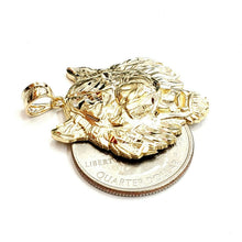 Load image into Gallery viewer, 14k yellow solid Gold tiger male head face Pendant diamond cut fine jewelry 5.7g
