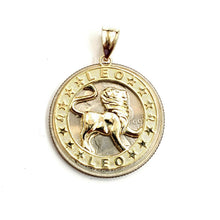 Load image into Gallery viewer, New 10k yellow Gold round lion Leo zodiac sign Pendant charm fine jewelry 2.4g
