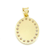 Load image into Gallery viewer, 14k tri color gold oval Jesus pendant charm cubic zirconia religious 1.2g
