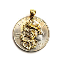 Load image into Gallery viewer, New 14k yellow Gold 3D dragon Pendant charm solid lucky gift fine jewelry 1.5g
