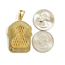 Load image into Gallery viewer, 14k two tone gold Jesus malverde narco saint Sinaloa pendant diamond cut 8.7g
