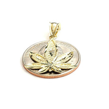 Load image into Gallery viewer, New 10k yellow gold marijuana leaf weed pendant diamond cut medical jewelry 1.6g
