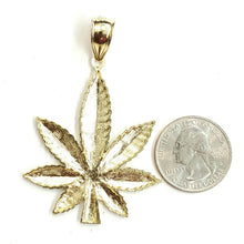 Load image into Gallery viewer, 10k yellow gold marijuana leaf weed pendant charm fine gift medical jewelry 8.2g
