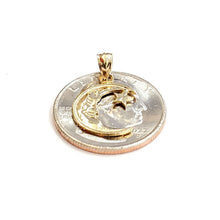 Load image into Gallery viewer, New 14k yellow gold moon and star pendant charm astronomy gift fine jewelry 1.1g
