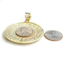 Load image into Gallery viewer, 10k yellow Gold solid Aztec Mayan sun calendar Azteca pendant gift 2.08" 18.2g
