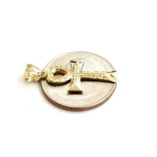 Load image into Gallery viewer, 10k yellow gold Egyptian ankh cross pendant charm fine religious jewelry 0.9g
