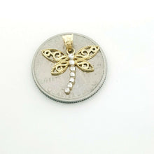 Load image into Gallery viewer, New 14k two tone Gold dragonfly Pendant charm gift fine jewelry for her 1.2g
