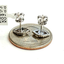 Load image into Gallery viewer, New 14k white Gold 0.12Ct Diamond 0.14ct turquoise eye stud Earrings Push Back
