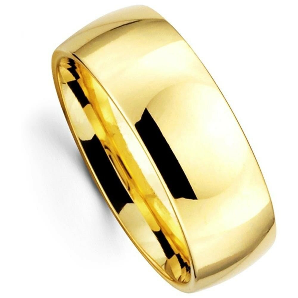 Mens Womens Solid 14K Yellow Gold Plain Wedding Ring Band fine gift 8MM size 8