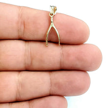 Load image into Gallery viewer, New 10k yellow Gold solid wishbone pendant lucky good luck fine gift jewelry 1g

