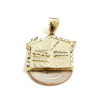 Load image into Gallery viewer, New 10k yellow gold trap house pendant charm diamond cut gift fine jewelry 5g
