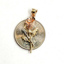 Load image into Gallery viewer, 14k 3 color solid Gold rose flower Pendant charm fine women gift jewelry 2g
