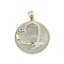 Load image into Gallery viewer, New 14k 2 color Gold heart Pendant charm fine jewelry love gift for her 1.1g
