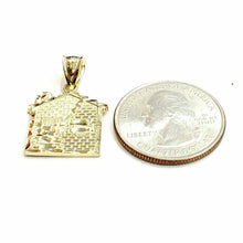 Load image into Gallery viewer, New 10k yellow gold trap house pendant charm diamond cut gift fine jewelry 1.8g
