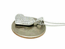 Load image into Gallery viewer, 14k white Gold 0.28Ct Diamond heart necklace gift for her 18" adjustable chain
