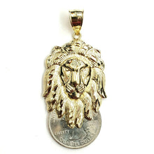 Load image into Gallery viewer, New 10k yellow solid Gold lion head face zodiac Pendant charm fine jewelry 5.9g
