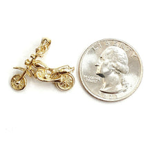 Load image into Gallery viewer, 14k yellow Gold 3D motorcycle Pendant charm sport bikers gift fine jewelry 3.8g
