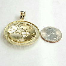 Load image into Gallery viewer, 10k yellow gold round globe planet earth world map pendant fine gift 1.58" 7.2g

