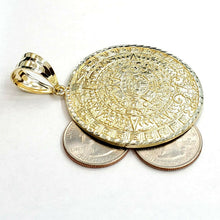 Load image into Gallery viewer, 10k yellow Gold solid Aztec Mayan sun calendar Azteca pendant gift 2.08" 18.2g
