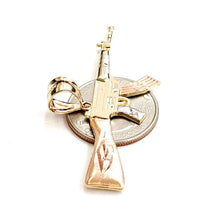 Load image into Gallery viewer, 14k multi color Gold AK-47 machine gun military rifle Pendant charm  gift 3.9g
