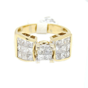 pre owned 1.75Ct Natural square Diamond 14k yellow Gold Engagement Ring Sz 7.75