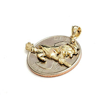 Load image into Gallery viewer, New 14k yellow Gold solid Witch on Broom Pendant charm Gift fine jewelry 1.8g
