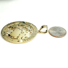 Load image into Gallery viewer, 10k yellow gold round globe planet earth world map pendant fine gift 1.94" 10.4g
