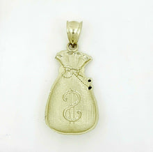 Load image into Gallery viewer, 10k yellow gold dollar sign money bag lucky pendant charm fine gift jewelry 2g
