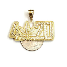 Load image into Gallery viewer, 10k yellow Gold 4/20 marijuana word Pendant charm diamond cut fine jewelry 7.3g
