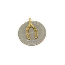 Load image into Gallery viewer, New 14k yellow Gold 0.15ct Diamonds wishbone pendant fine gift jewelry for her
