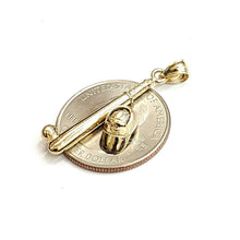 Load image into Gallery viewer, 14k yellow Gold baseball bat hat Pendant charm sport game fine jewelry gift 3.8g
