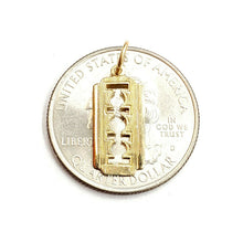 Load image into Gallery viewer, 14k yellow gold tiny razor blade pendant charm Fine Jewelry Gifts unisex 0.7g
