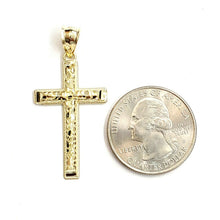 Load image into Gallery viewer, New 10k yellow gold nugget cross pendant charm fine jewelry religious gift 1.9g
