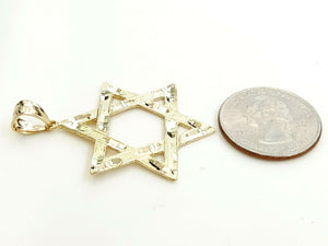 14k yellow gold star of David Jewish Israel charm pendant religious jewelry 4.4g