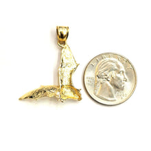 Load image into Gallery viewer, New 14k yellow gold 3D flying bat pendant charm gift fine jewelry polished 3.4g
