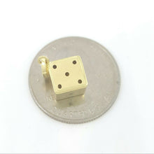 Load image into Gallery viewer, 14k yellow Gold 3D hollow dice Pendant charm gamble gift sport fine jewelry 1.6g
