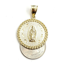 Load image into Gallery viewer, 10k yellow gold round virgin Guadalupe Pendant fine religious jewelry 1.17" 5.1g
