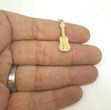 Load image into Gallery viewer, New 14k yellow Gold hollow guitar music Pendant charm 3D fine gift jewelry 1.4g
