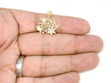 Load image into Gallery viewer, New 14k 2 color Gold mama madre mother flower Pendant charm fine women gift 1.8g
