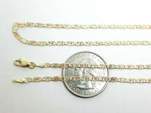 Load image into Gallery viewer, 10K tri color gold 2.5mm valentino chain Necklace fine gift jewelry 3.4g 20"
