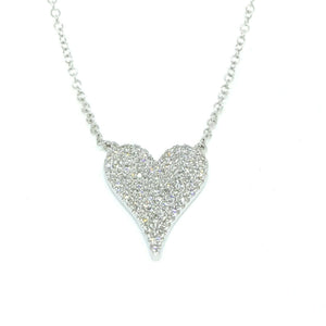 14k white Gold 0.21Ct Diamond heart necklace gift for her 18" adjustable chain