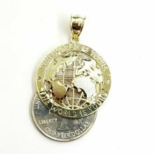 Load image into Gallery viewer, 10k yellow gold round globe planet earth world map pendant fine gift 1.09" 3.1g
