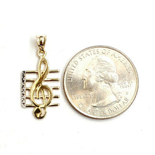 Load image into Gallery viewer, 14k solid yellow Gold music sign note Pendant diamond cut fine jewelry gift 1.2g
