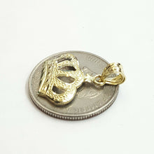 Load image into Gallery viewer, 10k yellow gold crown pendant charm fine jewelry gift necklace diamond cut 1.2g
