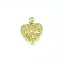 Load image into Gallery viewer, New 10k yellow Gold 3D filigree Heart necklace pendant fine gift jewelry 1.2g
